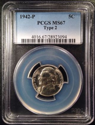 1942 Jefferson Nickel Five Cent Pcgs Ms67 Type 2   28923094 photo