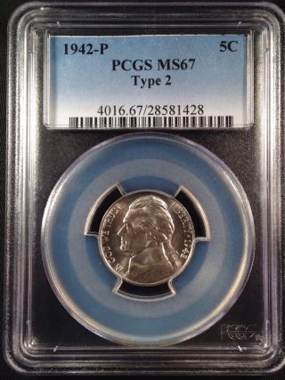 1942 Jefferson Nickel Five Cent Pcgs Ms67 Type 2   28581428 photo
