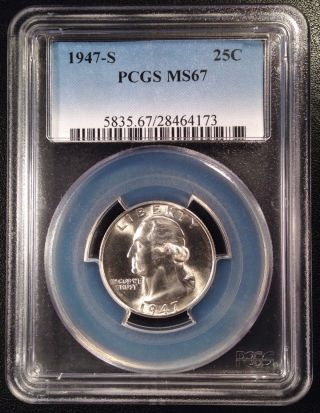 1947 - S Washington Quarter Dollar Pcgs Ms67    28464173 photo