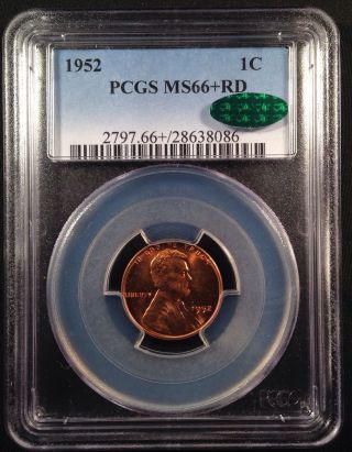 1952 Lincoln Wheat One Cent Pcgs Ms66+rd Cac  28638086 photo