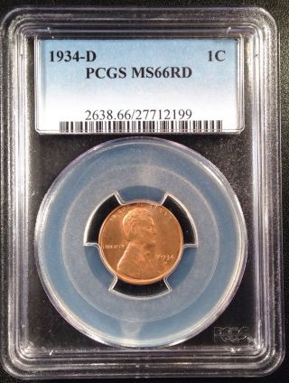 1934 - D Lincoln Wheat One Cent Pcgs Ms66rd    27712199 photo
