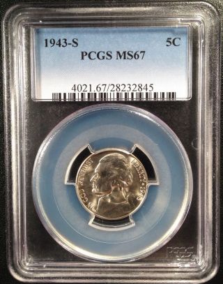 1943 - S Jefferson Five Cent Nickel Pcgs Ms67    28232845 photo