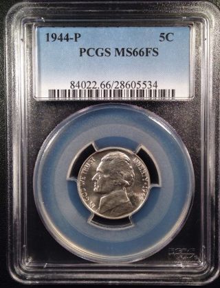 1944 - P Jefferson Five Cent Nickel Pcgs Ms66fs   28605534 photo
