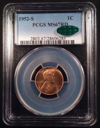 1952 - S Lincoln Wheat One Cent Pcgs Ms67rd Cac   28606283 photo