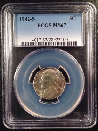 1942 - S Jefferson Five Cent Nickel Pcgs Ms67    28923100 photo