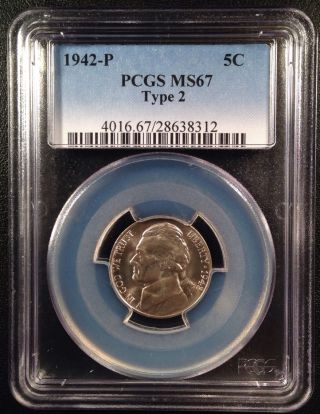 1942 Jefferson Five Cent Nickel Pcgs Ms67 Type 2   28638312 photo