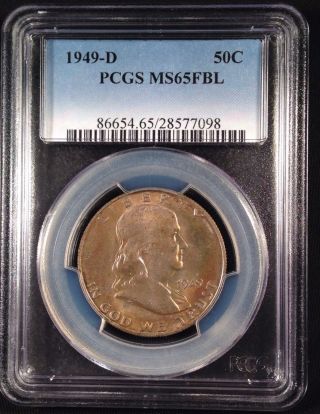 1949 - D Franklin Half Dollar Pcgs Ms65fbl    28577098 photo