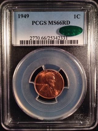 1949 Lincoln Wheat One Cent Pcgs Ms66rd Cac   25342331 photo