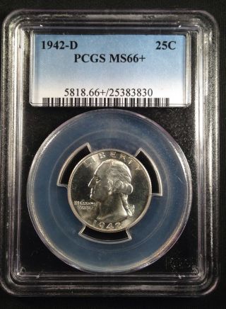 1942 - D Washington Quarter Dollar Pcgs Ms66+   25383830 photo
