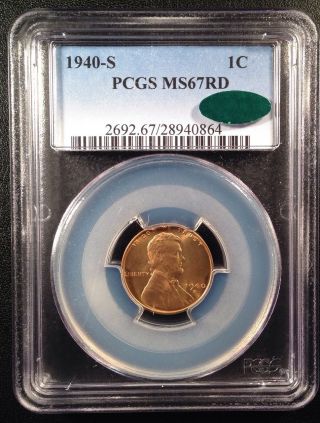 1940 - S Lincoln Wheat One Cent Pcgs Ms67rd Cac   28940864 photo
