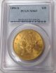 1896 - S $20 Gold Liberty Double Eagle Pcgs Ms63 Graded Coin Scarce Gold photo 4