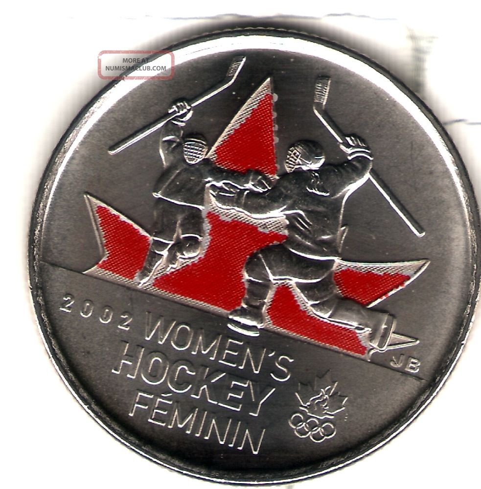 2009 Canada Uncirculated 25 Cent Commemorative Colorized Womens Hockey Quarer Coins: Canada photo