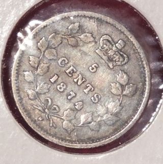 1874 - H - - - - Canada - - 5 Cent - Better Grade - - Crosslet 4 photo