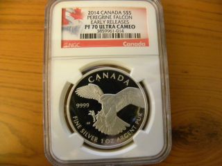 2014 Canada $5 Peregrine Falcon Ngc Pf 70 Ultra Cameo,  Early Releases photo