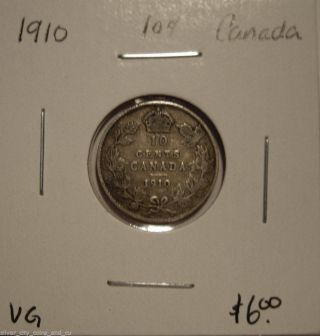 Canada Edward Vii 1910 Silver Ten Cents - Vg photo