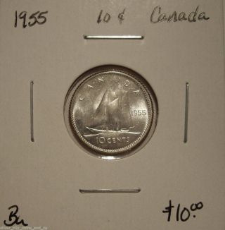 Canada Elizabeth Ii 1955 Silver Ten Cents - Bu photo