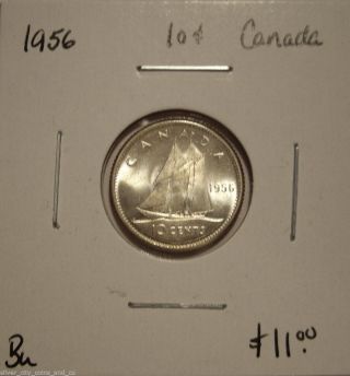 Canada Elizabeth Ii 1956 Silver Ten Cents - Bu photo