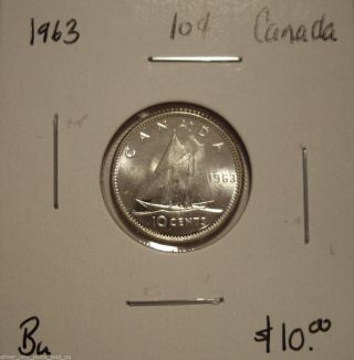 Canada Elizabeth Ii 1963 Silver Ten Cents - Bu photo