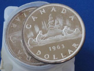 1963 Canada Silver Dollar Brilliant Uncirculated B0606l photo