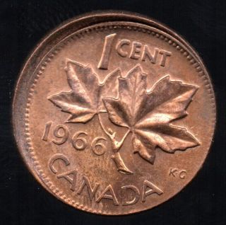 1966 Canadian Cent Off Center Error.  Thick Wide Off Center Rim photo