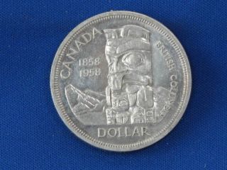 1958 Canada Totem Pole Silver Dollar B1125l photo