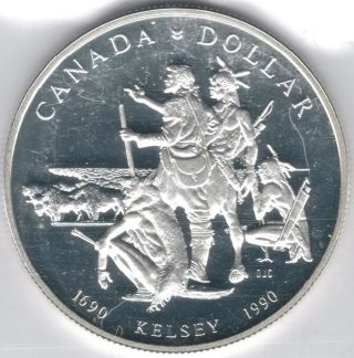 Tmm 1990 Silver Canada Commemorative Dollar Kelsey Proof photo