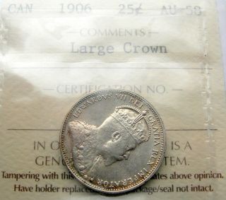 1906 Large Crown Twenty - Five Cents Iccs Au - 58 Stunning Virtually Unc Quarter photo