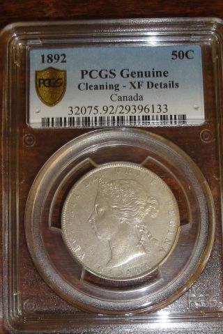 Rare 1892 Canadian Half Dollar.  Canada 1892 50c Pcgs Xf - Details.  Looking photo