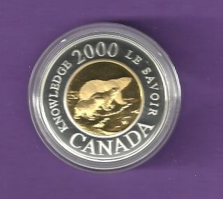 Canada 2000 Silver And Gold Twoonie Proof Mother Polar Bear & Cubs Coin And photo