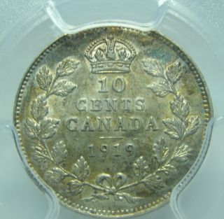 Canada 10 Cents 1919 Pcgs Au 58 Bluish Toning Unc photo