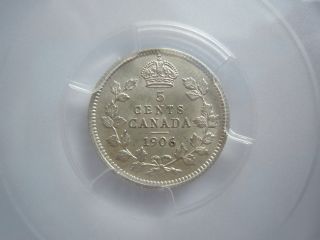 Canada 5 Cents 1906 Pcgs Au 58 Unc photo