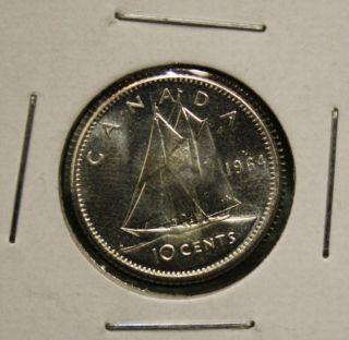 1964 Canada Queen Elizabeth - 10 Cents - Silver Dime - Bu photo