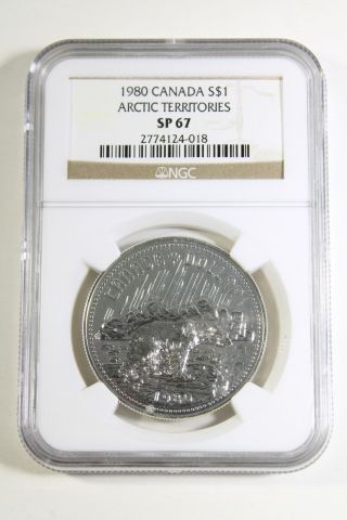 Ngc Canada Silver 1980 Arctic Territories Coin S$1 Sp67 photo