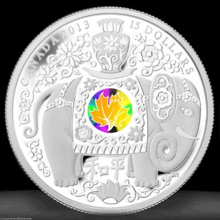Canada 2013 $15 Maple Of Peace,  99.  99 Silver Hologram Coin,  Mintage 8888,  No Tax photo