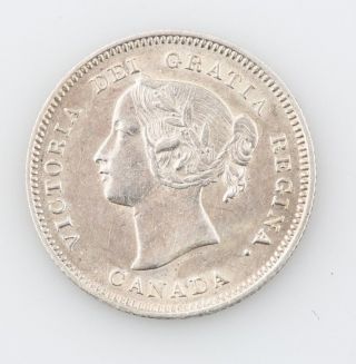 1900 Canadian Silver 5c Small Date Narrow 0 Canada 5 Cents Au About Uncirculated photo