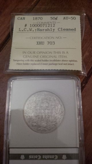 1870 Silver Canada Fifty Cents Lcw photo