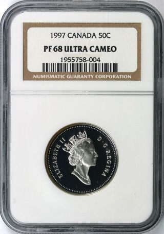 1997 50c Canada Ngc Pf68 Ultra Cameo Silver Commemorative Half Dollar photo