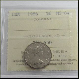 Canada 1986 5 Cent Iccs Certified Ms - 64 photo