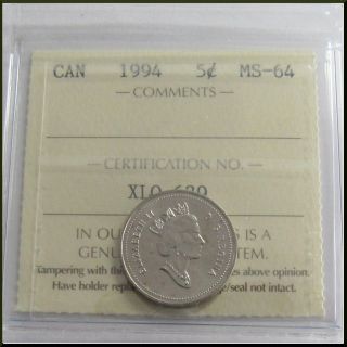 Canada 1994 5 Cent Iccs Certified Ms - 64 photo