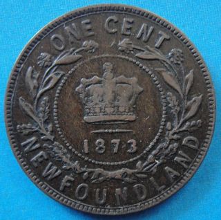 Newfoundland (canada) 1873 1 Cent 5.  6g Bronze Coin Victoria photo