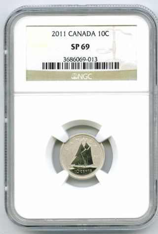2011 Canada 10 Cent Ngc Sp69 Frosted Specimen Strike Dime Superior & Proof Like photo