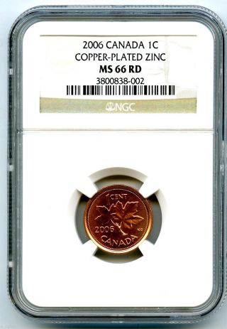2006 Canada Cent Ngc Ms66 Rd Without Rcm Logo Copper Plated Zinc Non Magnetic photo