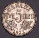 Canada 1922 Five Cents Variety Flat Rim About Uncirculated Coin N1 - 118 Coins: Canada photo 3