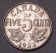 Canada 1922 Five Cents Variety Flat Rim About Uncirculated Coin N1 - 118 Coins: Canada photo 4