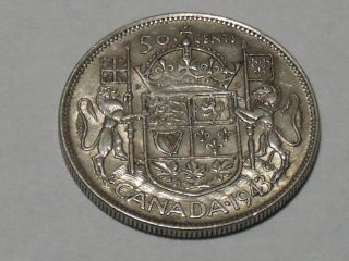 1943 Canadian Silver Fifty Cent Coin 3648a photo