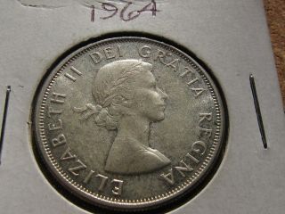 Canada 50 Cents - 1964 - Queen Elizabeth Ii - 80 % Silver photo