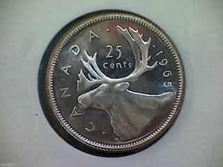 1965 Canada 25 Cent Coin Prooflike Quarter photo