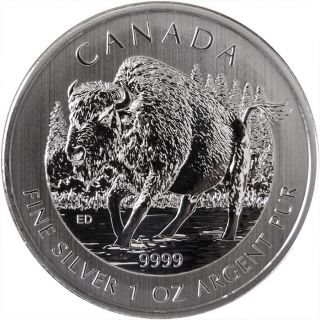 2013 Canada Wildlife Series Wood Bison 1 Troy Oz.  9999 Fine Silver Coin photo
