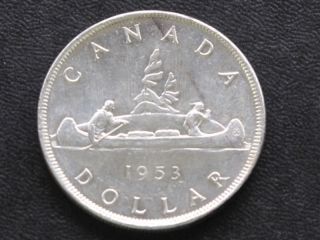 1953 Canada Silver Dollar Canadian Coin A4233 photo
