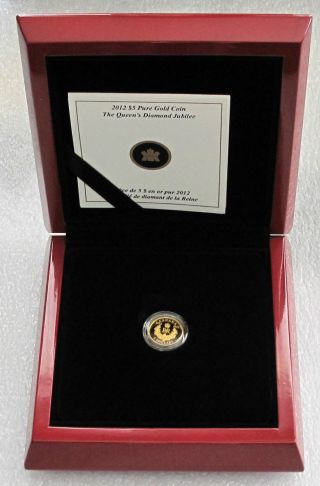2012 Canada $5 Dollars Gold Coin.  9999 Pure The Queens Diamond Jubilee Cypher photo